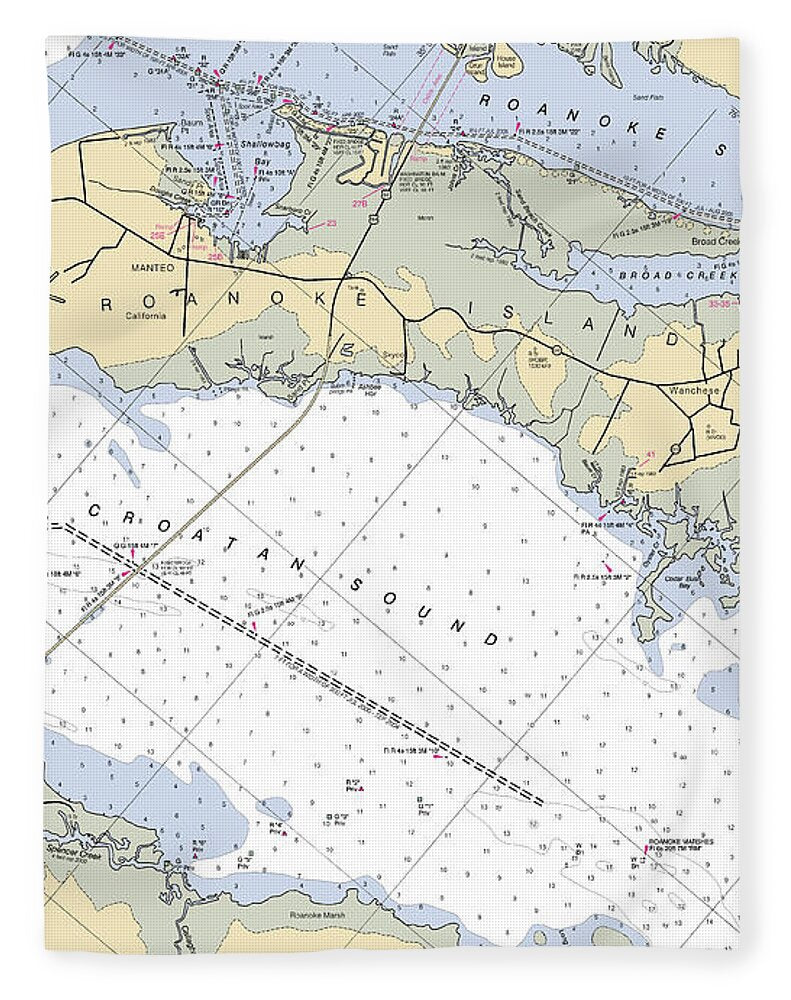 Roanoke Island-north Carolina Nautical Chart - Blanket