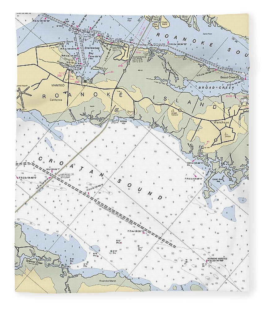 Roanoke Island-north Carolina Nautical Chart - Blanket