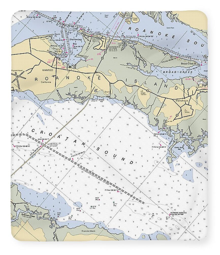Roanoke Island-north Carolina Nautical Chart - Blanket