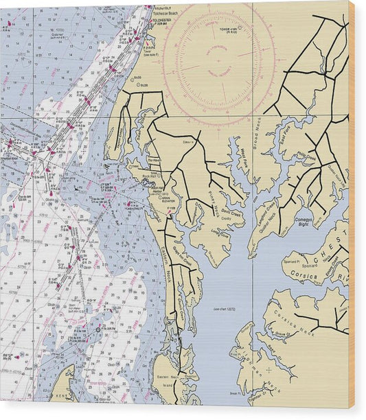 Rock Hall-maryland Nautical Chart - Wood Print