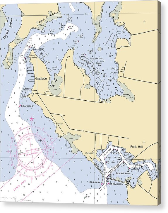 Rock Hall -maryland Nautical Chart _v2 - Acrylic Print