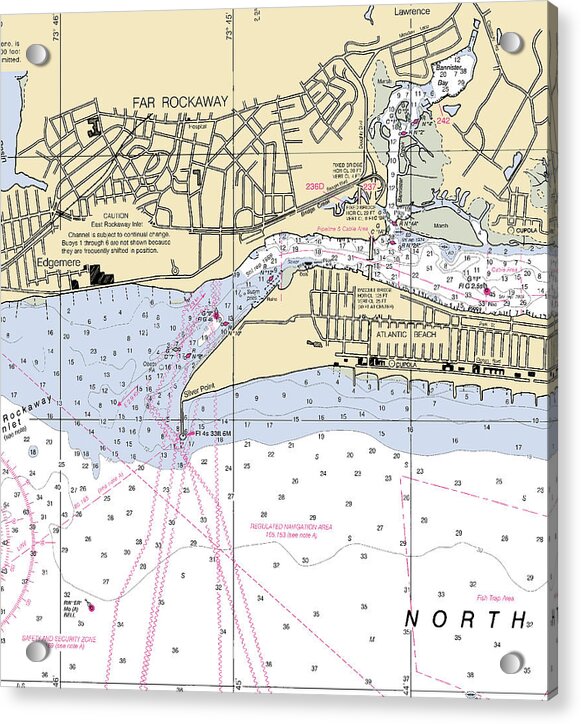 Rockaway-new York Nautical Chart - Acrylic Print