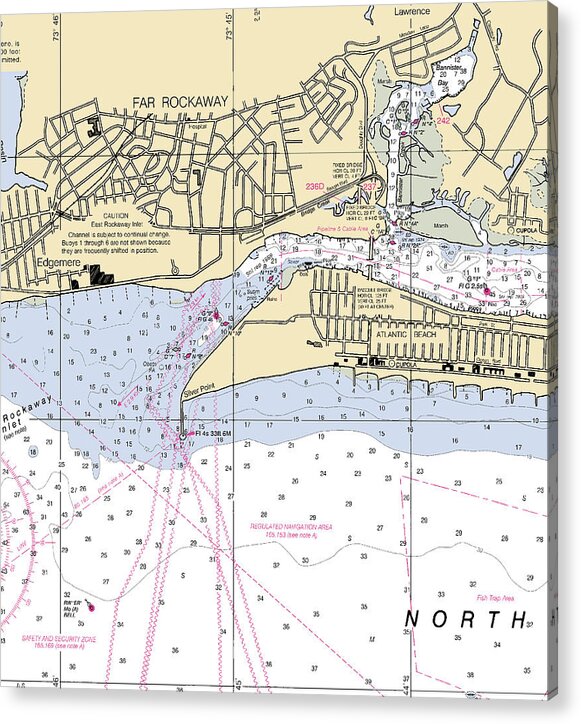 Rockaway-new York Nautical Chart - Acrylic Print