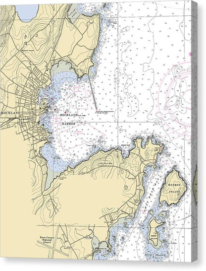Rockland-maine Nautical Chart - Canvas Print