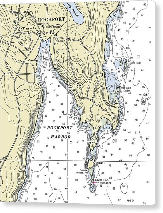 Rockport Maine Nautical Chart - Canvas Print