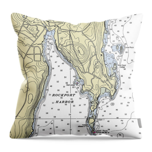 Rockport Maine Nautical Chart - Throw Pillow