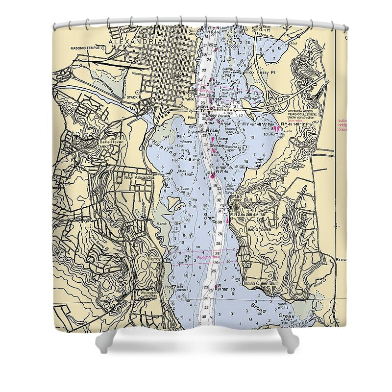 Rosier Bluff-maryland Nautical Chart - Shower Curtain