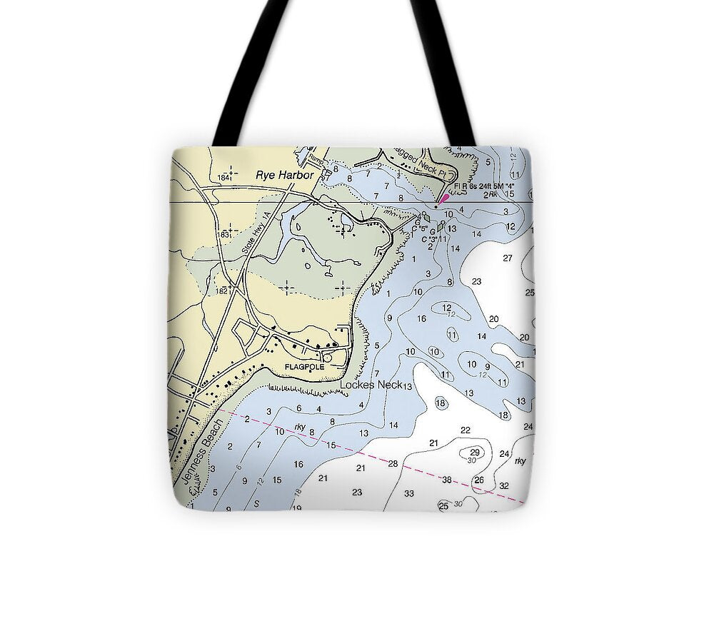 Rye Harbor New Hampshire Nautical Chart - Tote Bag