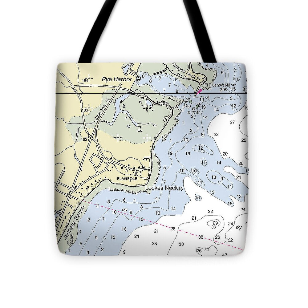 Rye Harbor New Hampshire Nautical Chart - Tote Bag