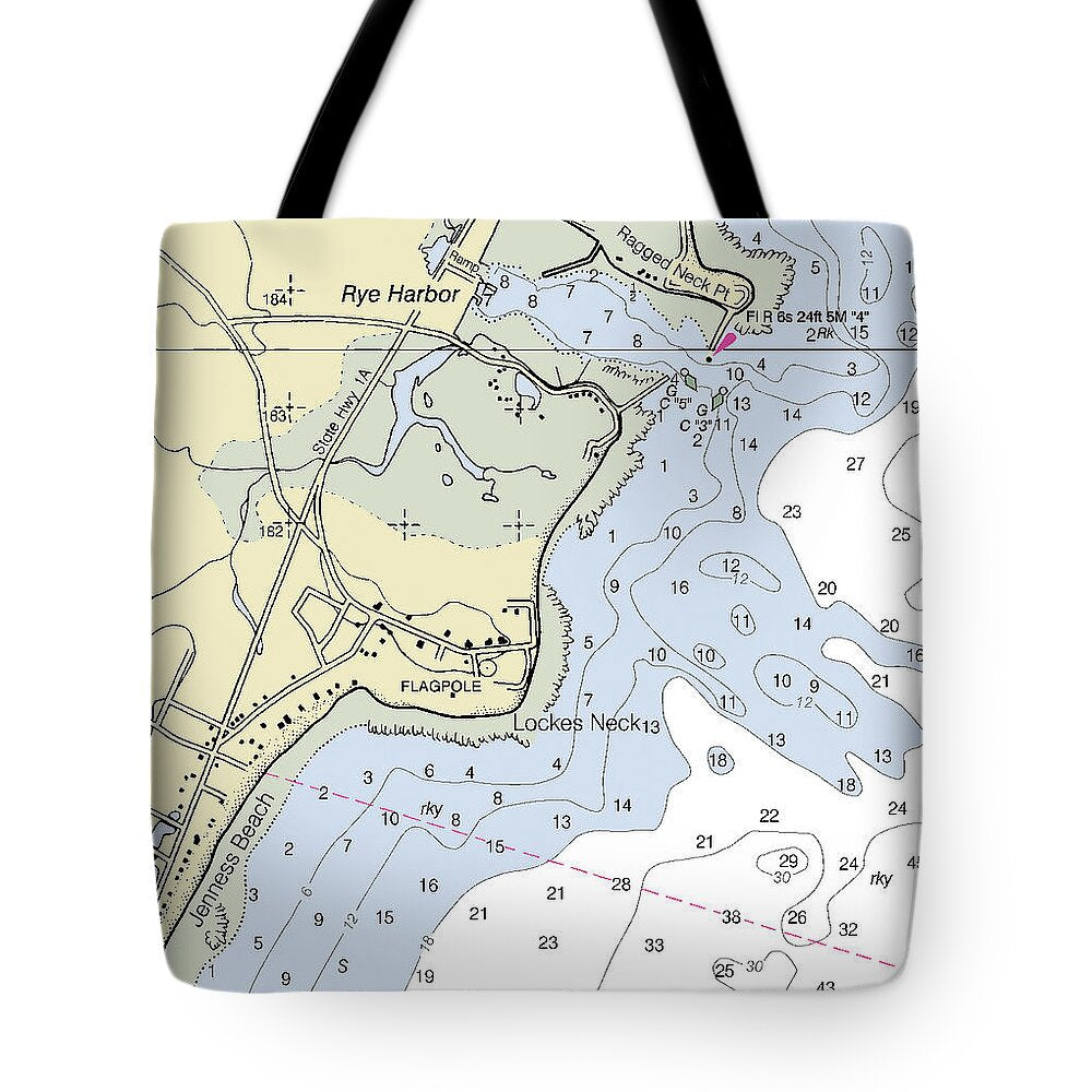 Rye Harbor New Hampshire Nautical Chart - Tote Bag