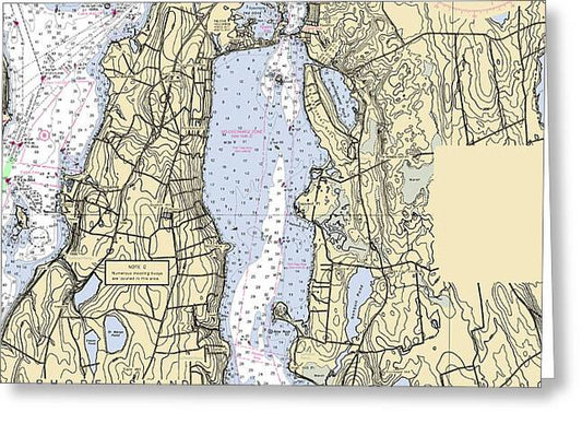 Sakonnet River -rhode Island Nautical Chart _v2 - Greeting Card