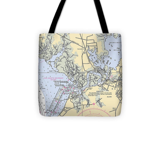 Salem-new Jersey Nautical Chart - Tote Bag