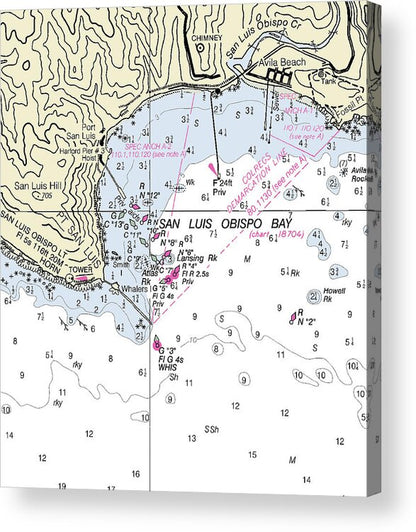 San Luis Obisbo Bay California Nautical Chart - Acrylic Print