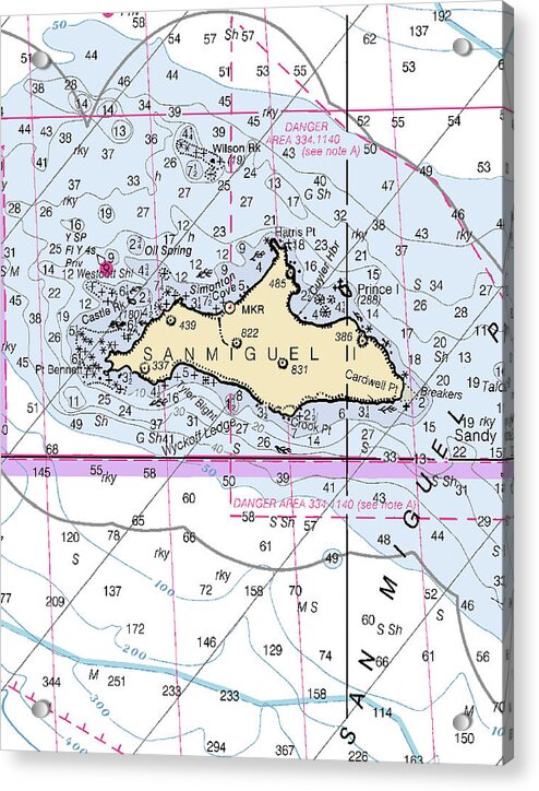 San Miguel Island-california Nautical Chart - Acrylic Print