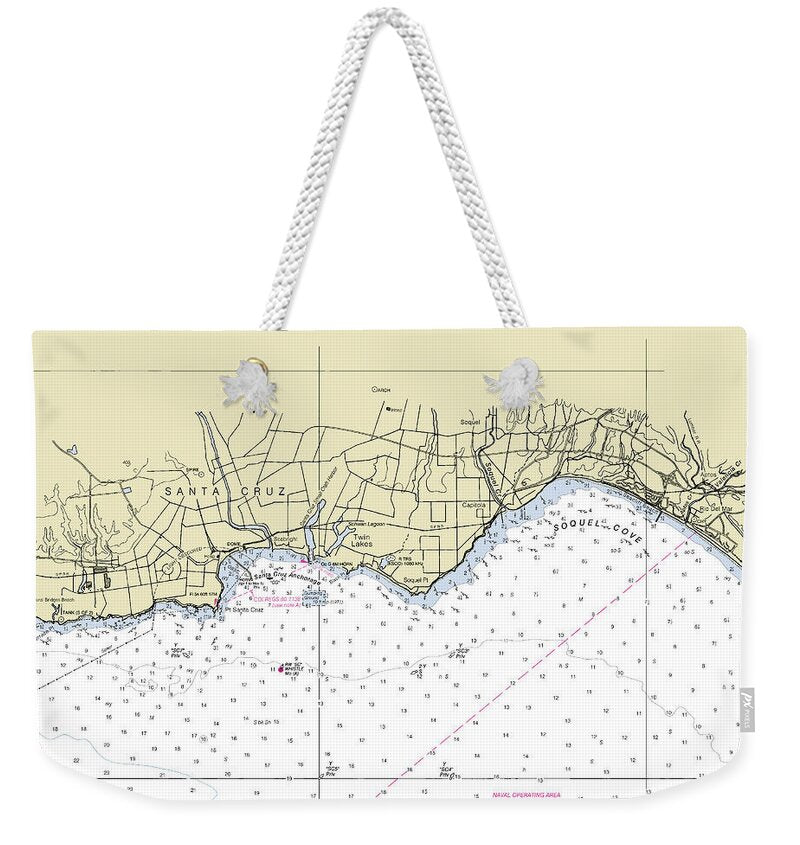 Santa Cruz California Nautical Chart - Weekender Tote Bag