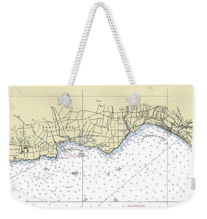 Santa Cruz California Nautical Chart - Weekender Tote Bag