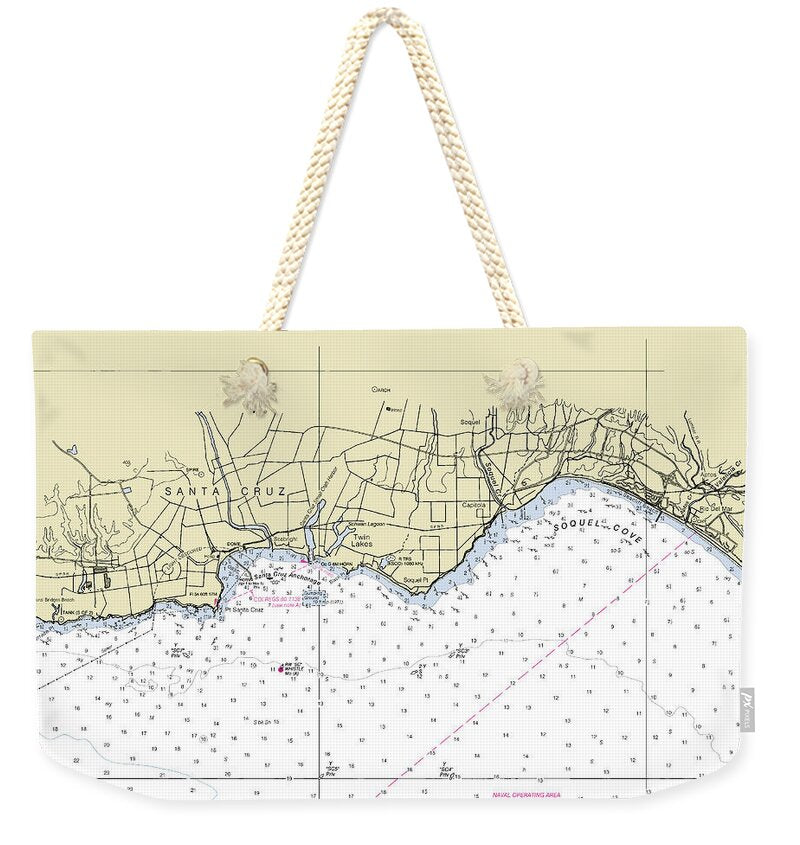 Santa Cruz California Nautical Chart - Weekender Tote Bag