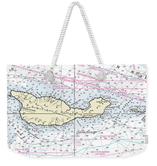 Santa Cruz Island California Nautical Chart - Weekender Tote Bag