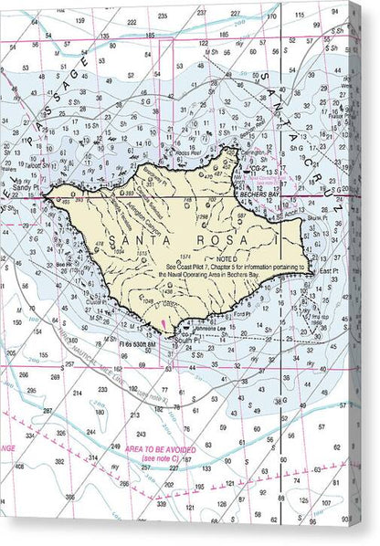 Santa Rosa Island California Nautical Chart - Canvas Print