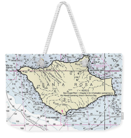 Santa Rosa Island California Nautical Chart - Weekender Tote Bag