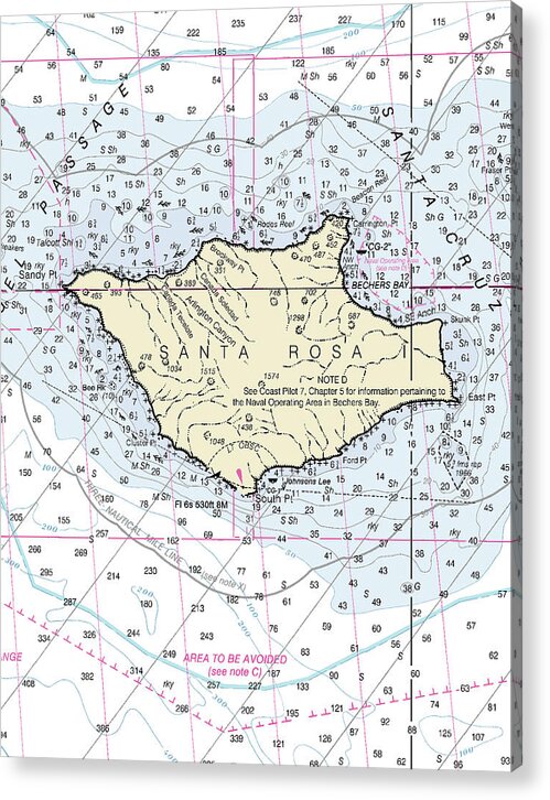 Santa Rosa Island California Nautical Chart - Acrylic Print