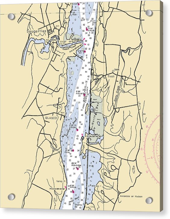 Saugerties-new York Nautical Chart - Acrylic Print