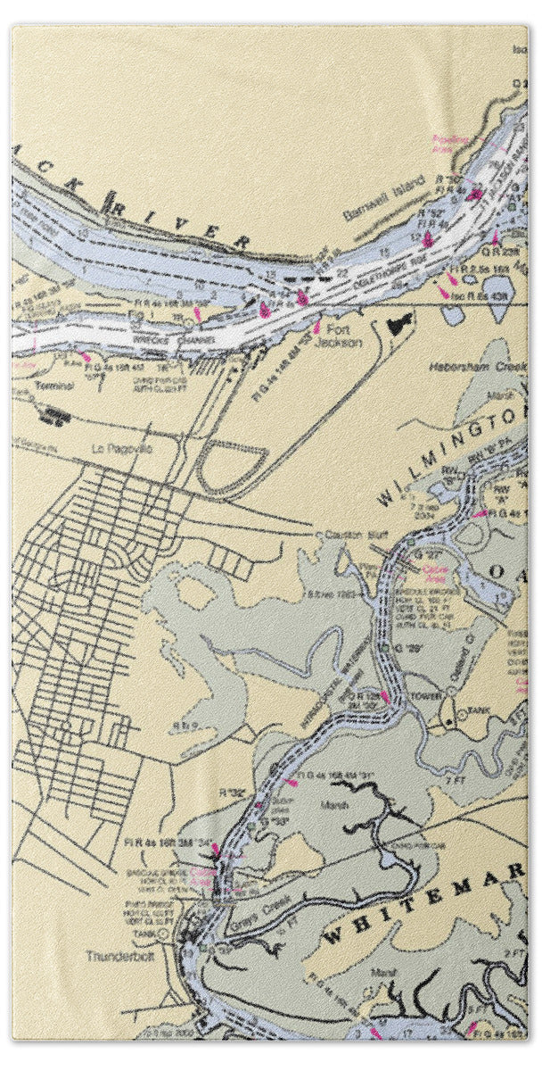 Savannah Wilmington River-georgia Nautical Chart - Beach Towel