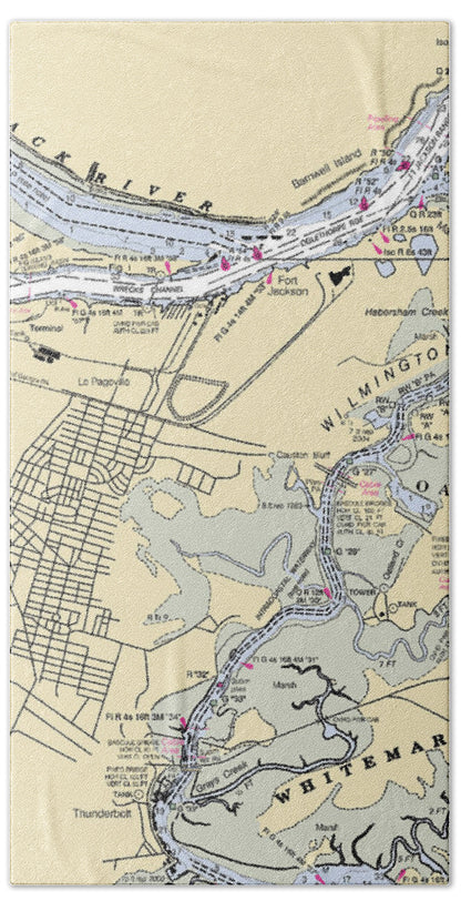 Savannah Wilmington River-georgia Nautical Chart - Beach Towel