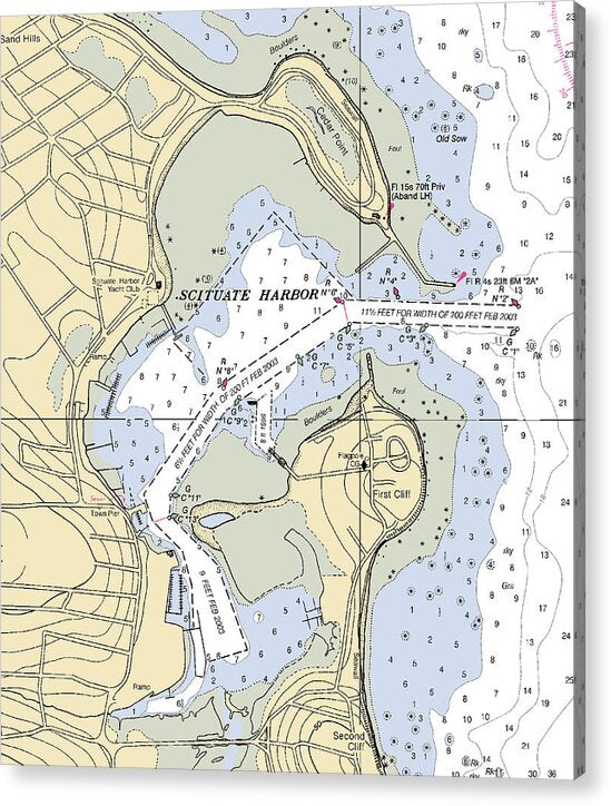 Scituate Harbor-massachusetts Nautical Chart - Acrylic Print