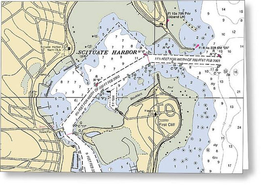 Scituate Harbor-massachusetts Nautical Chart - Greeting Card