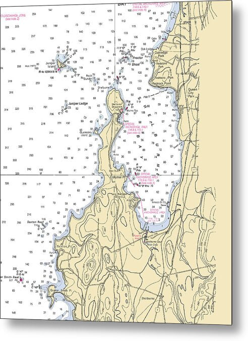 Shelburne Bay-lake Champlain  Nautical Chart - Metal Print