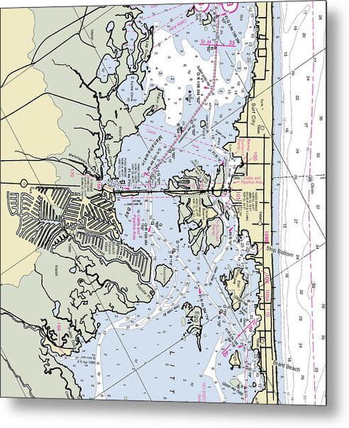 Ship Bottom New Jersey Nautical Chart - Metal Print
