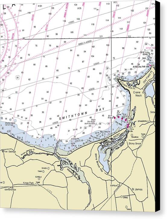 Smithtown Bay New York Nautical Chart - Canvas Print