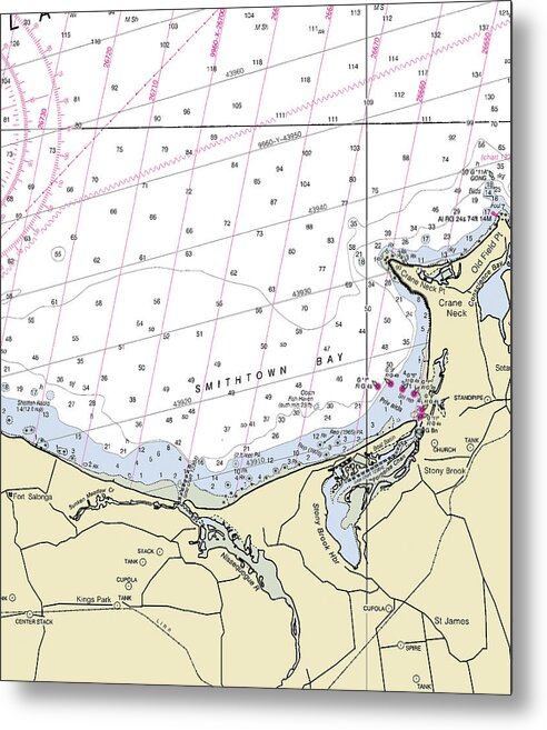 Smithtown Bay New York Nautical Chart - Metal Print