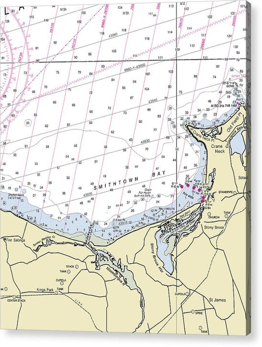 Smithtown Bay New York Nautical Chart - Acrylic Print