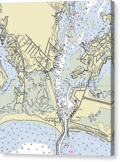 Snug Harbor Rhode Island Nautical Chart - Canvas Print