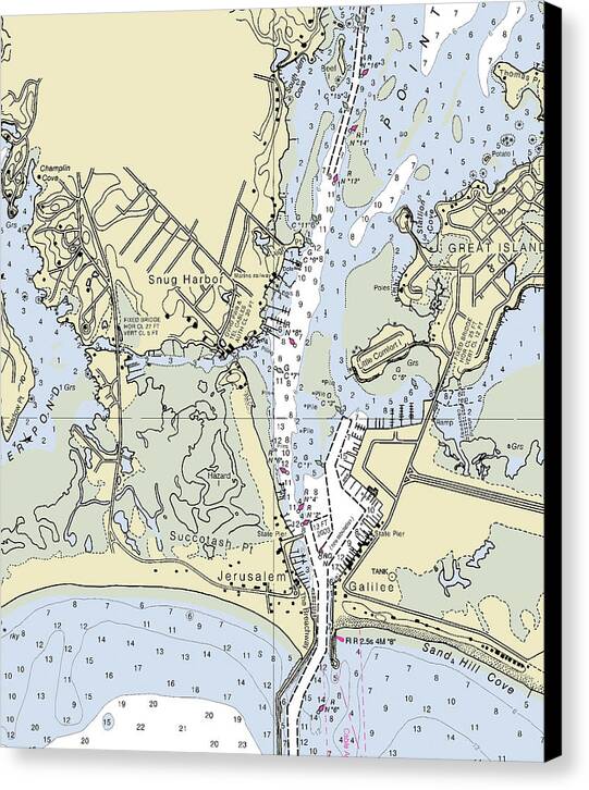 Snug Harbor Rhode Island Nautical Chart - Canvas Print