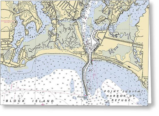 Snug Harbor -rhode Island Nautical Chart _v2 - Greeting Card