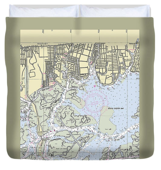South Oyster Bay New York Nautical Chart - Duvet Cover