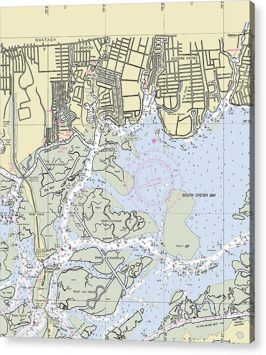 South Oyster Bay New York Nautical Chart - Acrylic Print