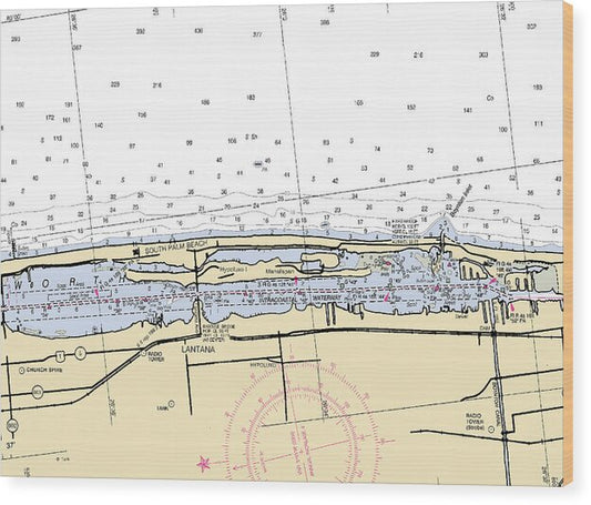South Palm Beach-florida Nautical Chart - Wood Print