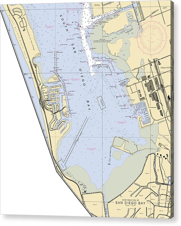 South San Diego Bay-california Nautical Chart - Acrylic Print
