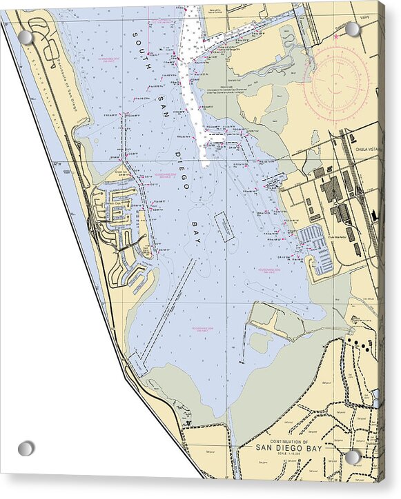 South San Diego Bay-california Nautical Chart - Acrylic Print