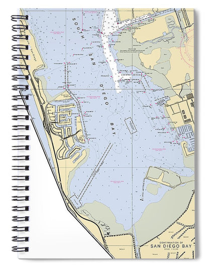 South San Diego Bay-california Nautical Chart - Spiral Notebook