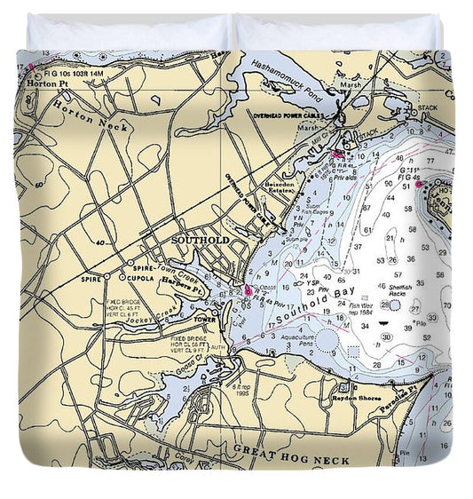 Southold-new York Nautical Chart - Duvet Cover