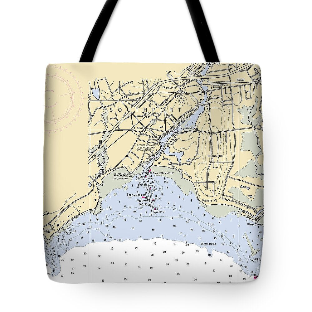 Southport-connecticut Nautical Chart - Tote Bag