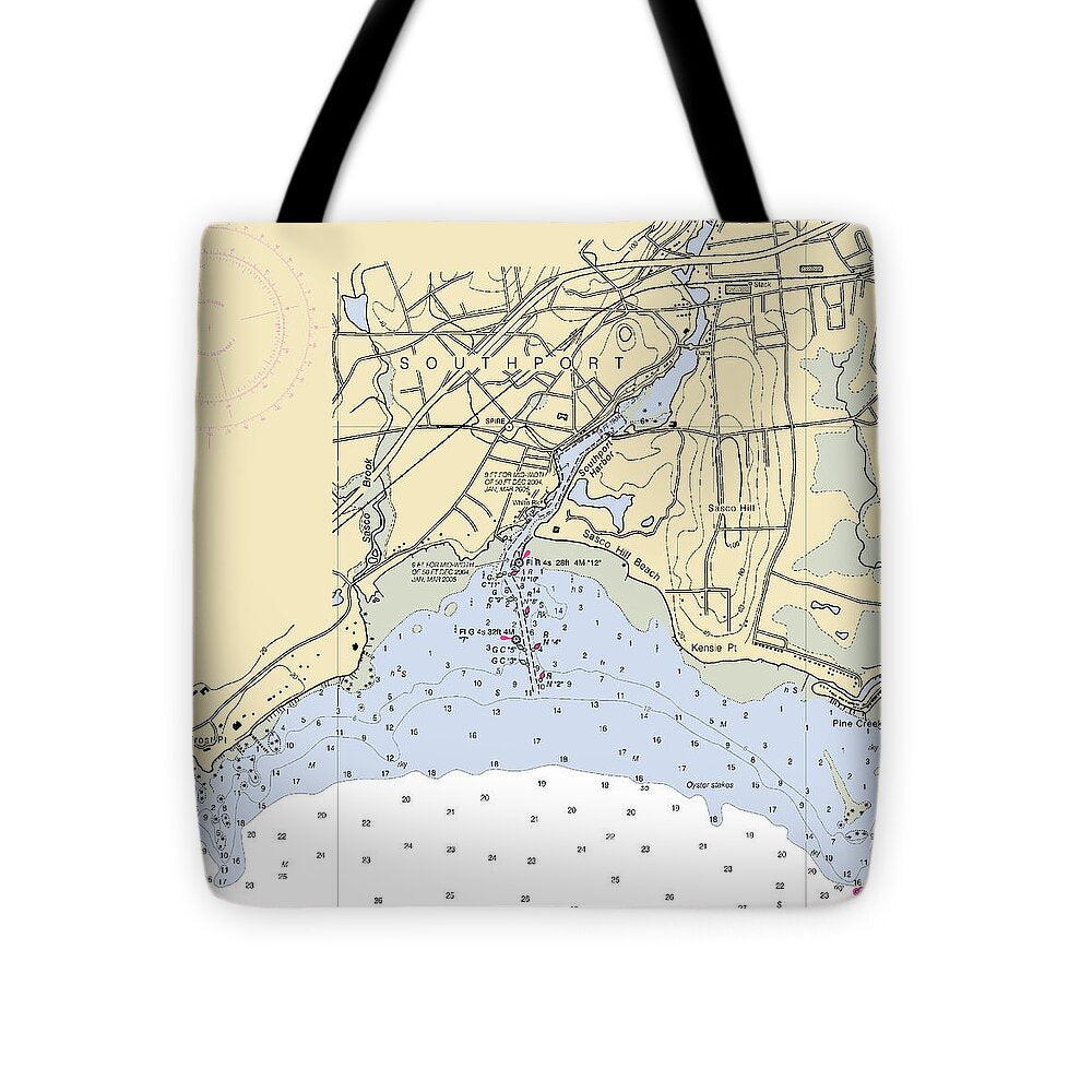 Southport-connecticut Nautical Chart - Tote Bag