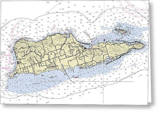 St Croix Virgin Islands Nautical Chart - Greeting Card