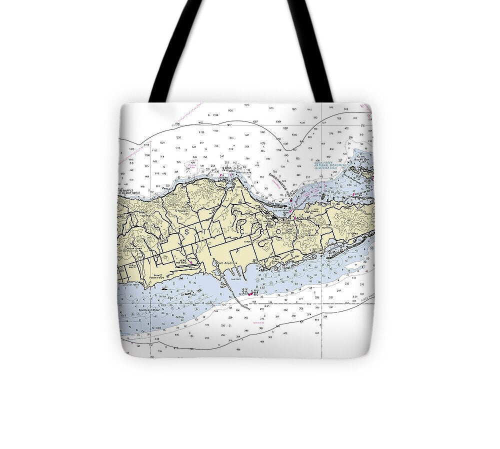 St Croix Virgin Islands Nautical Chart - Tote Bag