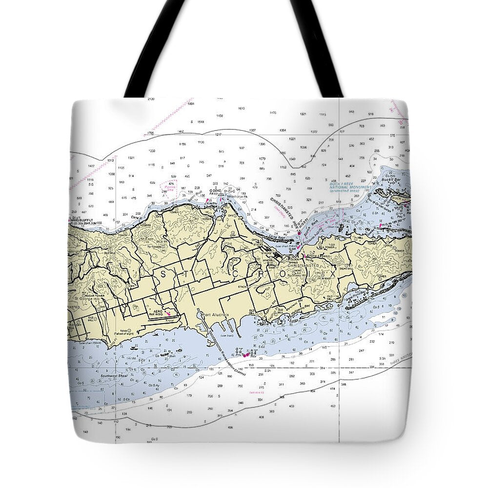 St Croix Virgin Islands Nautical Chart - Tote Bag